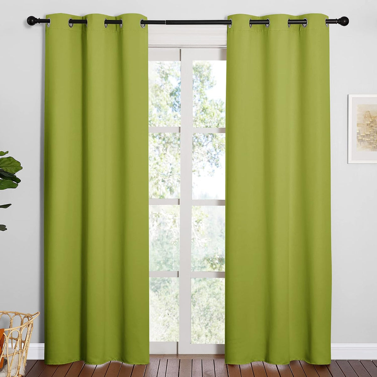 84"L x 42"W polyester curtains in Fresh Green, alternate view 2