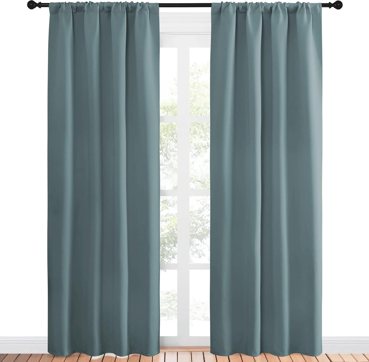 84"L x 42"W polyester curtains in Greyish Blue, alternate view 2