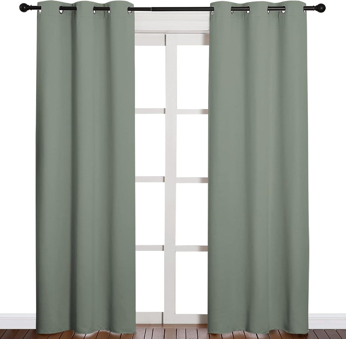 84"L x 42"W polyester curtains in Greyish Green, alternate view 2