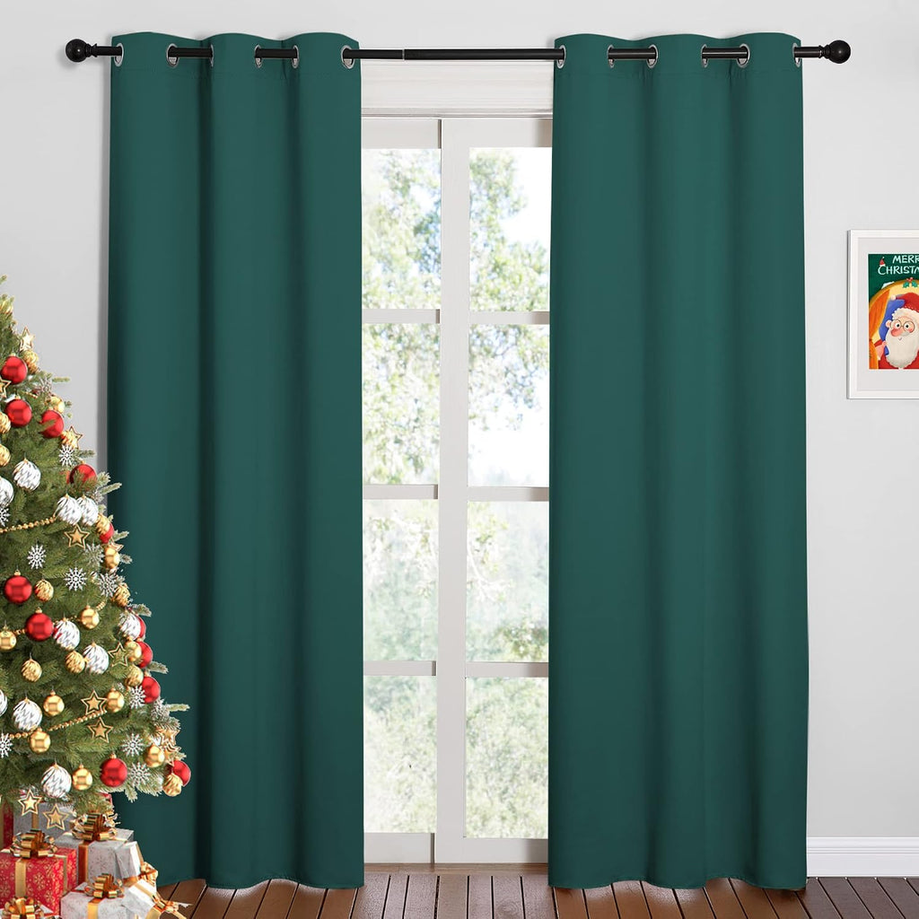 84"L x 42"W polyester curtains in Hunter Green