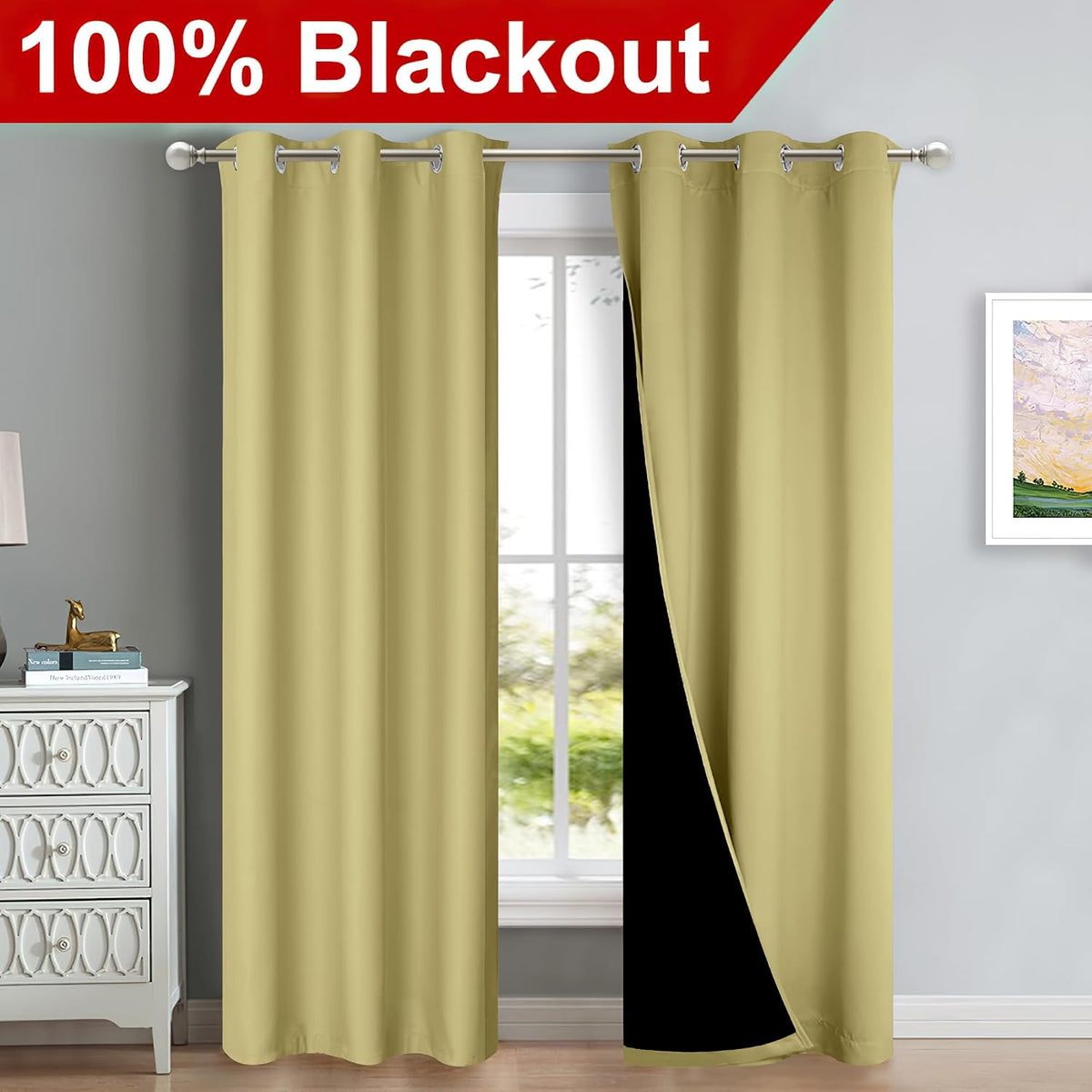 84"L x 42"W polyester curtains in Paler Yellow, alternate view 2