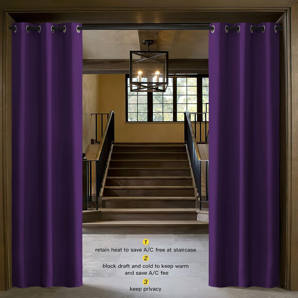 84"L x 42"W polyester curtains in Royal Purple, alternate view 2