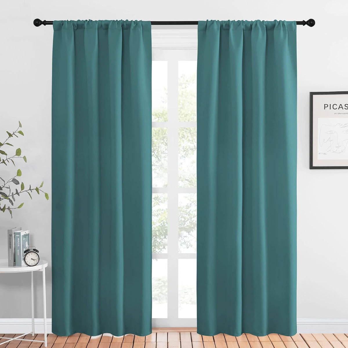 84"L x 42"W polyester curtains in Sea Teal