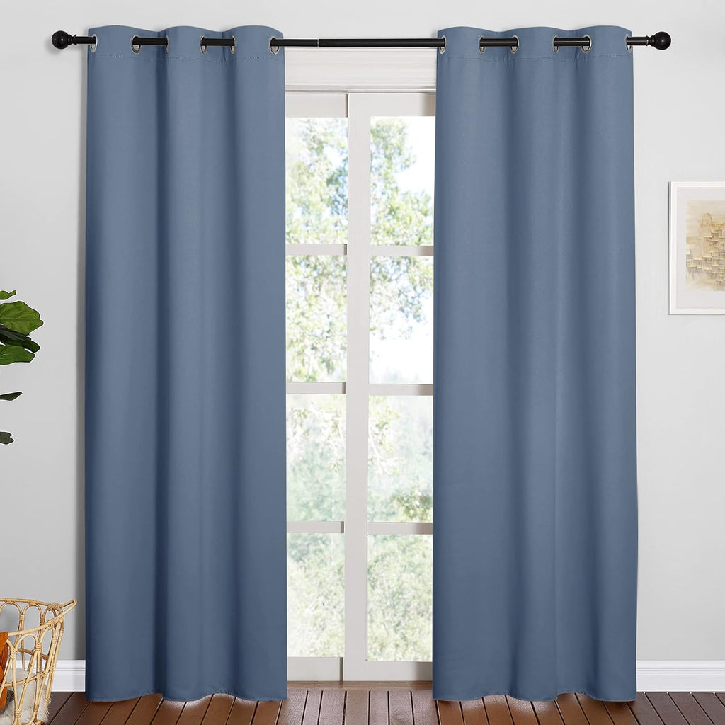 84"L x 42"W polyester curtains in Stone Blue