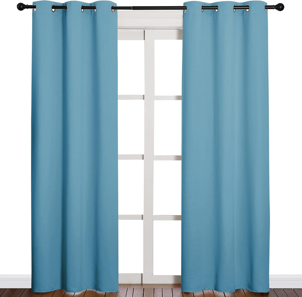 84"L x 42"W polyester curtains in Teal Blue