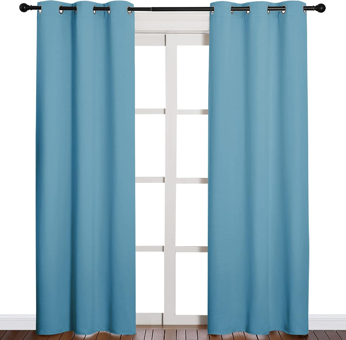 84"L x 42"W polyester curtains in Teal Blue