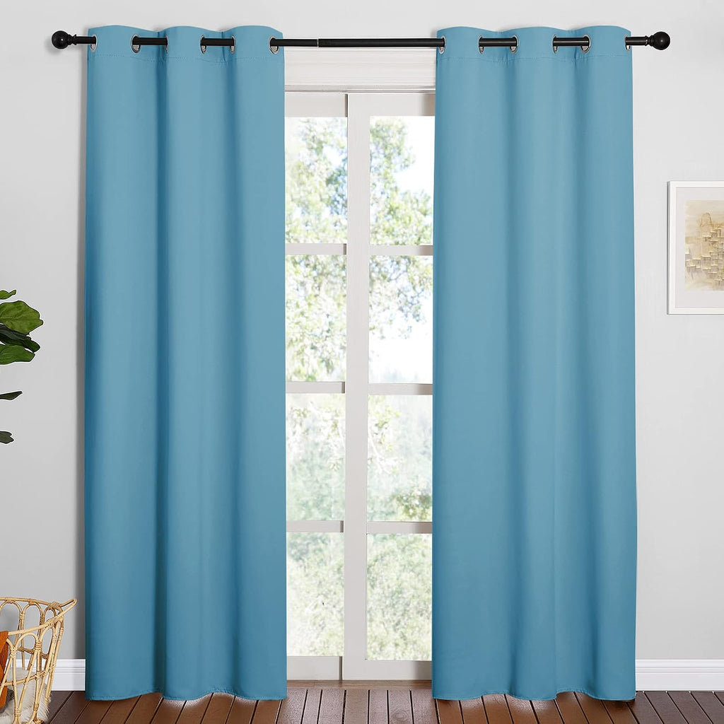 84"L x 42"W polyester curtains in Teal Blue, alternate view 2