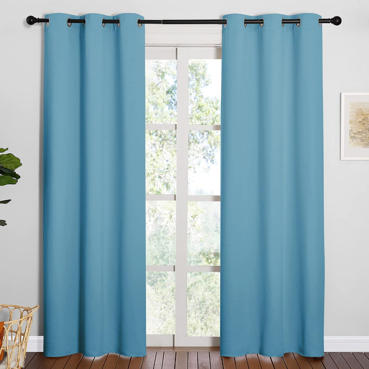 84"L x 42"W polyester curtains in Teal Blue, alternate view 2