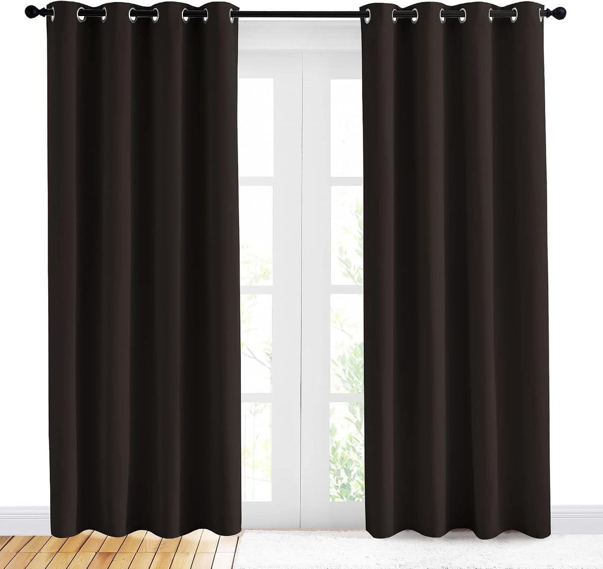 84"L x 42"W polyester curtains in Toffee Brown