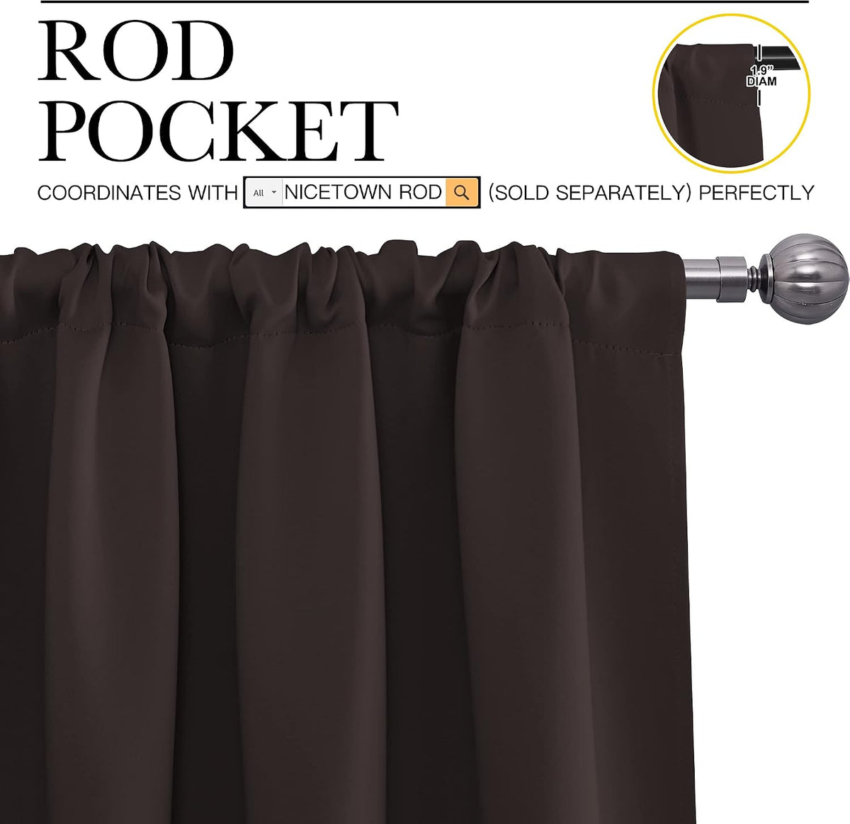 84"L x 42"W polyester curtains in Toffee Brown, alternate view 3