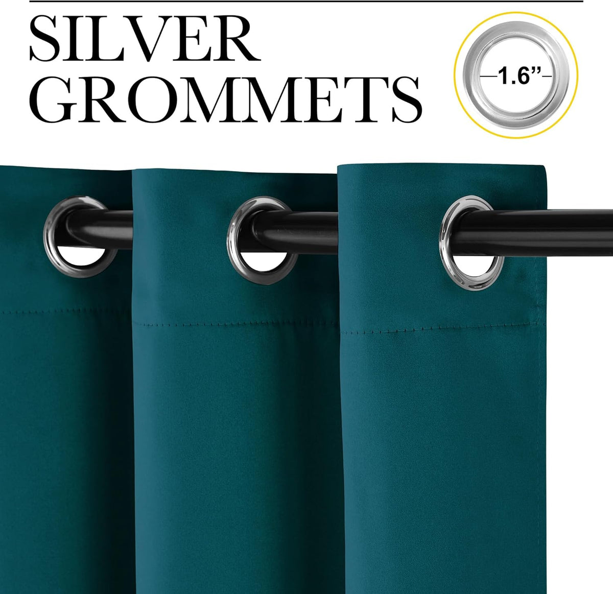 84"L x 52"W fabric curtains in Teal, alternate view 2