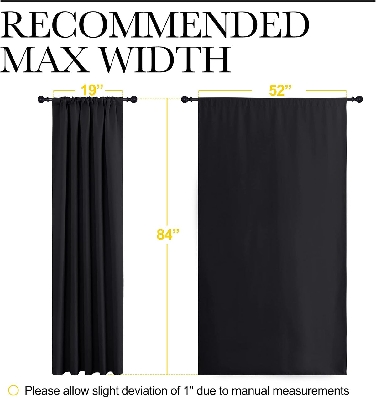 84"L x 52"W polyester curtains in Black, alternate view 7