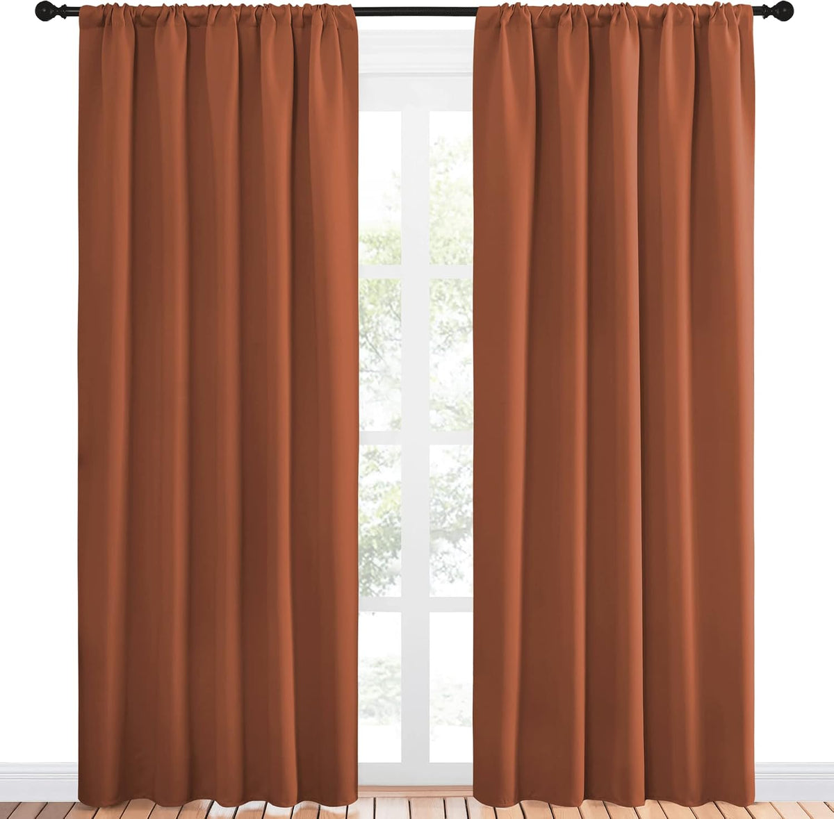 84"L x 52"W polyester curtains in Burnt Orange, alternate view 2