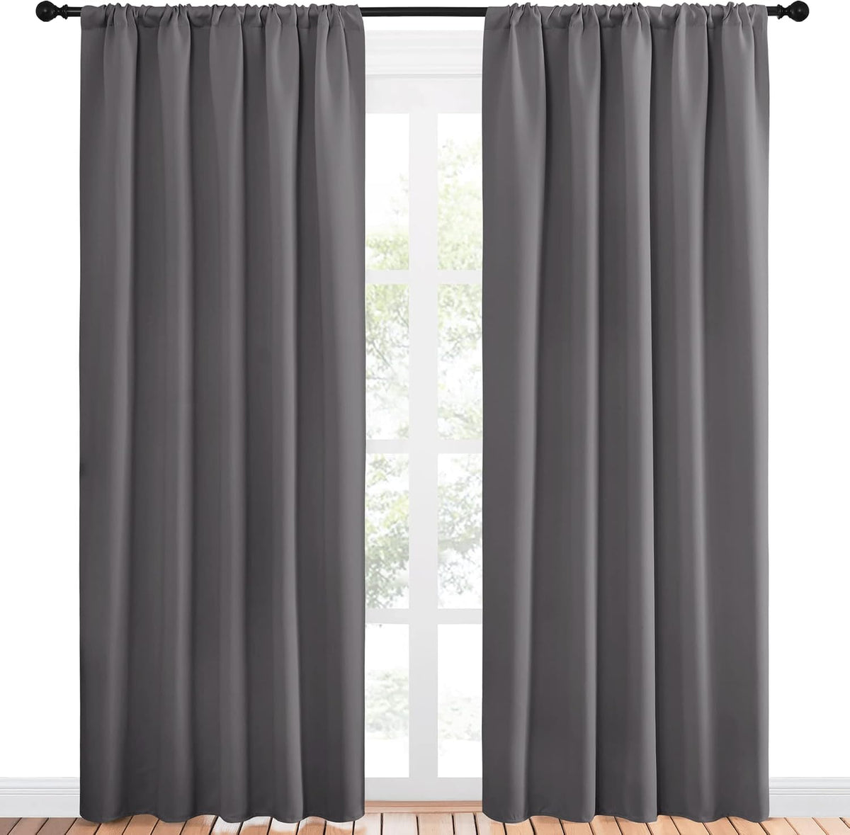 84"L x 52"W polyester curtains in Grey, alternate view 2