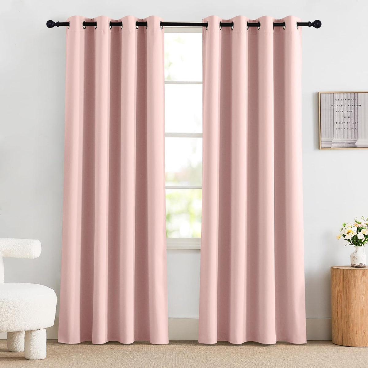 84"L x 52"W polyester curtains in Peach Pink, alternate view 9