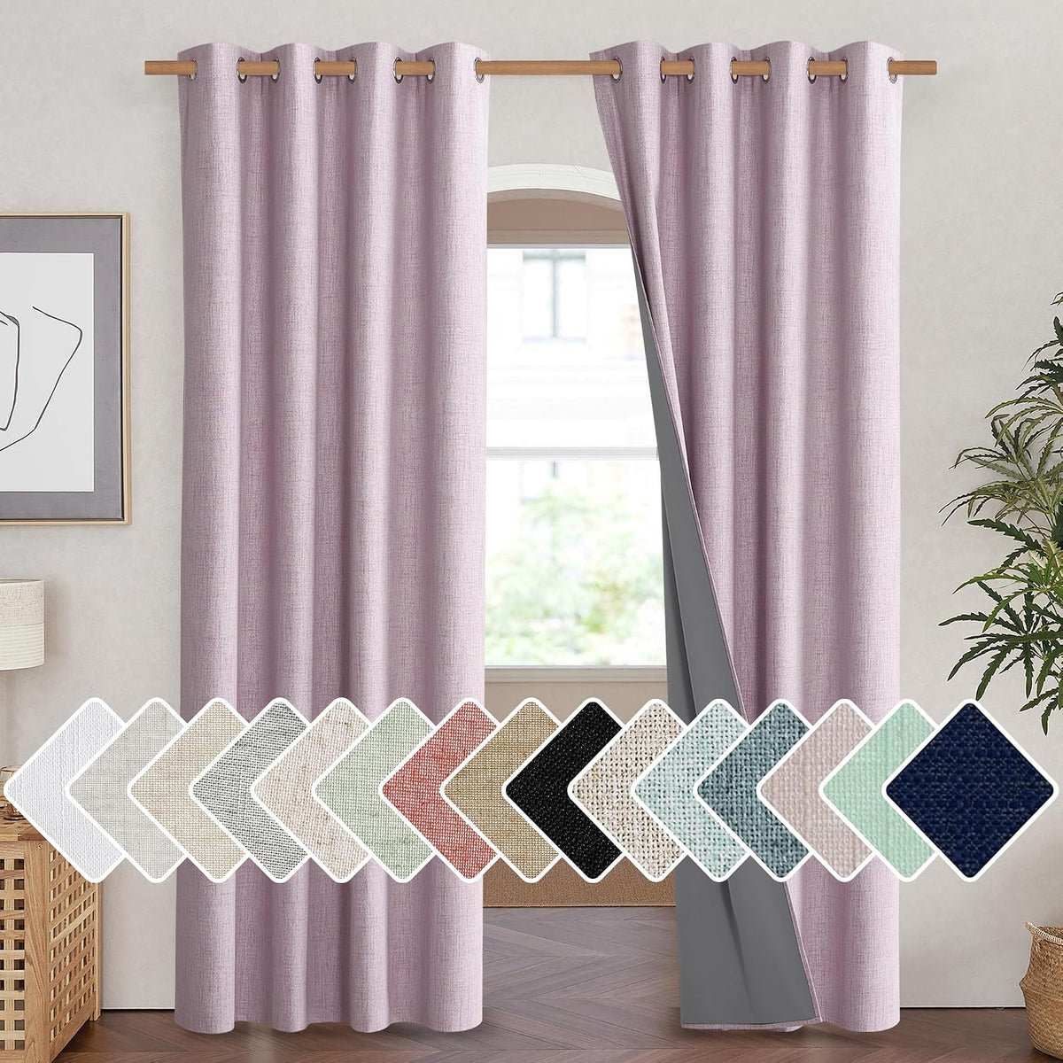 84"L x 52"W polyester curtains in Pink