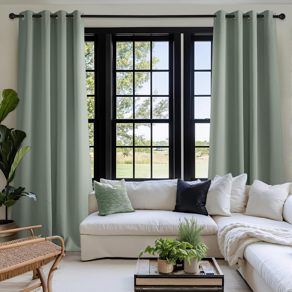 84"L x 52"W polyester curtains in Sage Green, alternate view 8