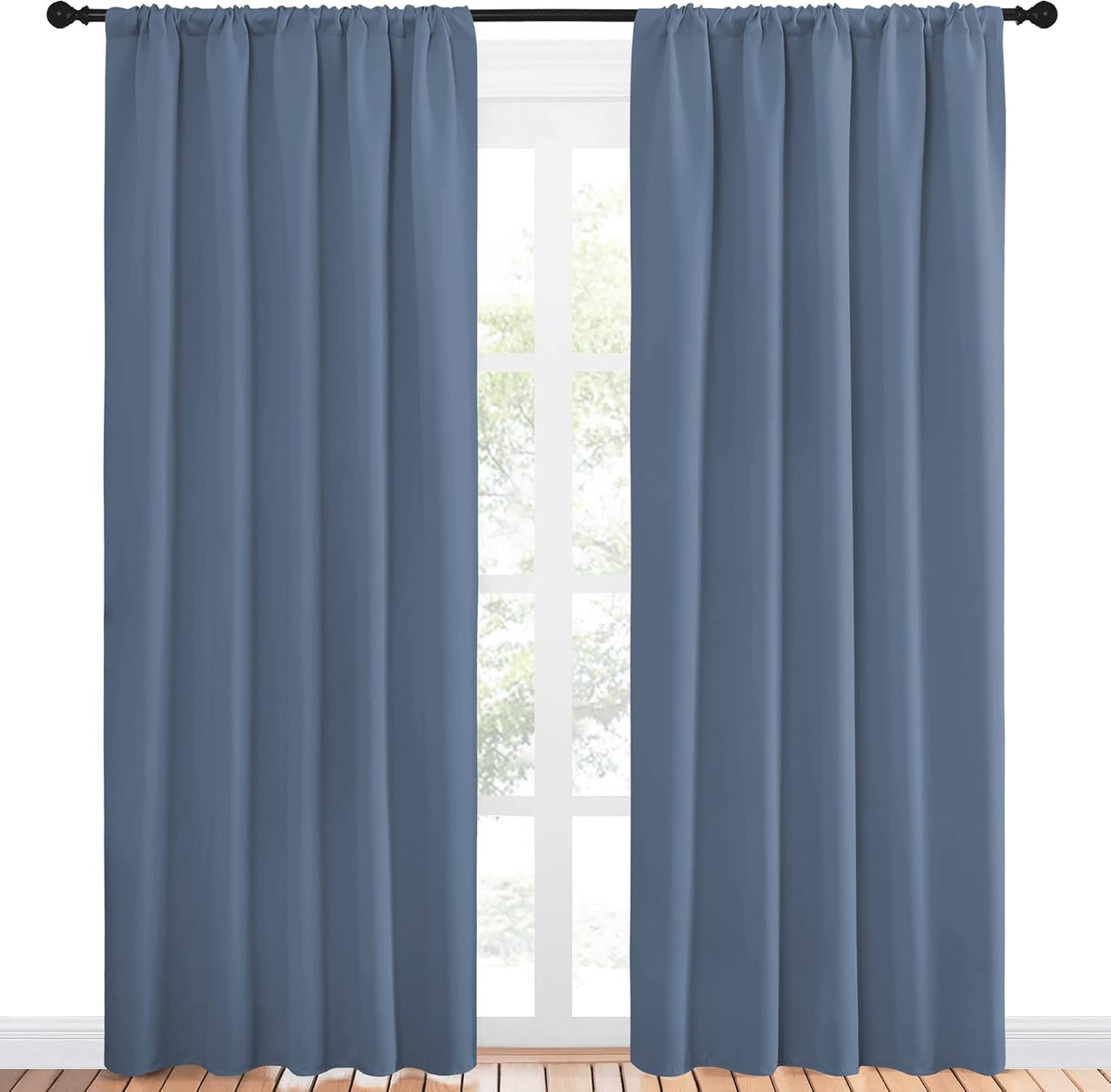 84"L x 52"W polyester curtains in Stone Blue, alternate view 2