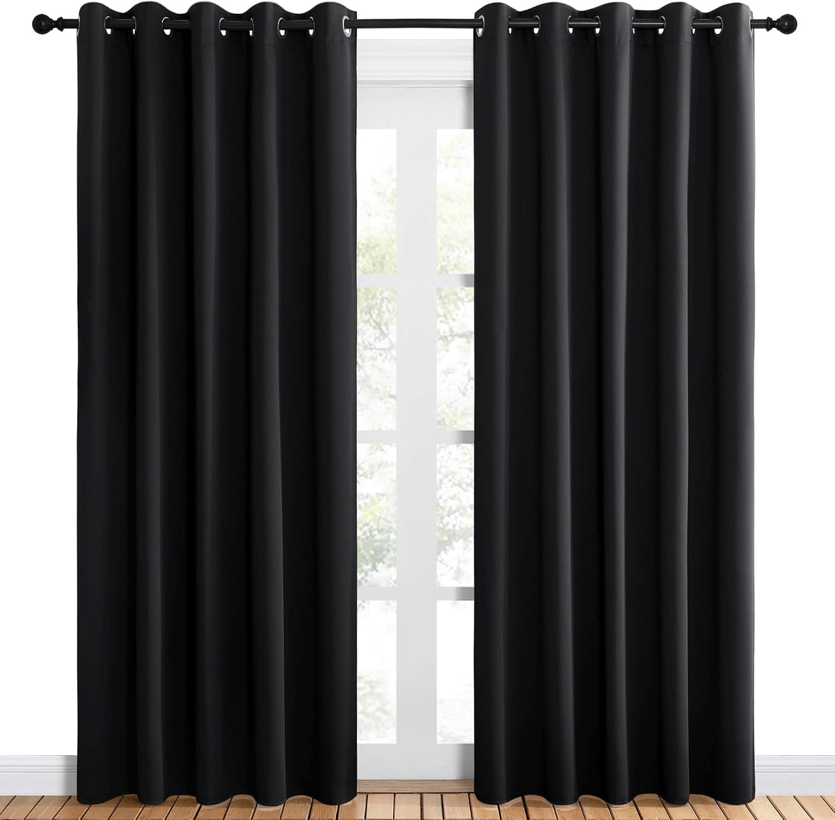 84"L x 60"W polyester curtains in Black, alternate view 2