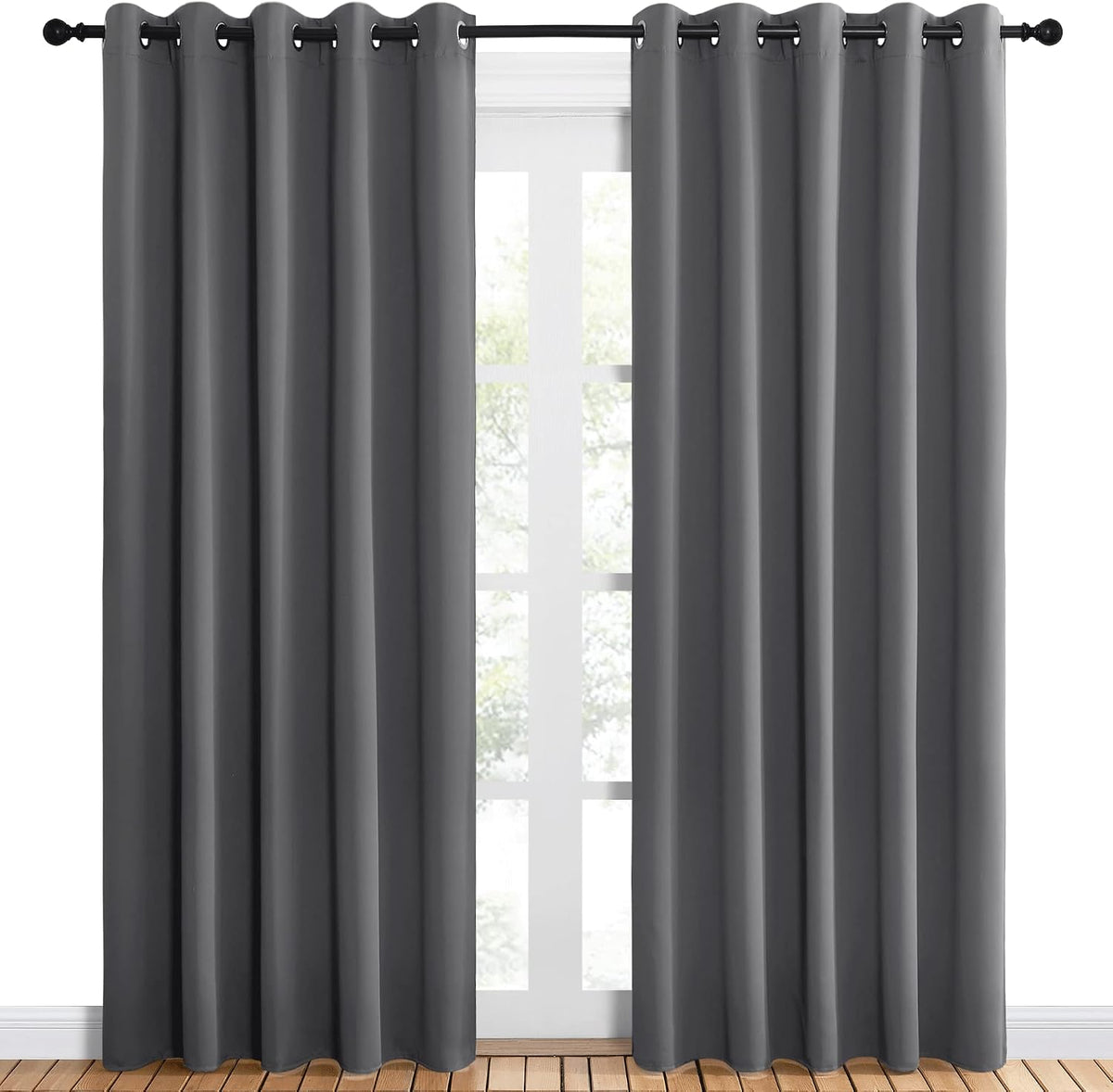 84"L x 60"W polyester curtains in Grey, alternate view 2