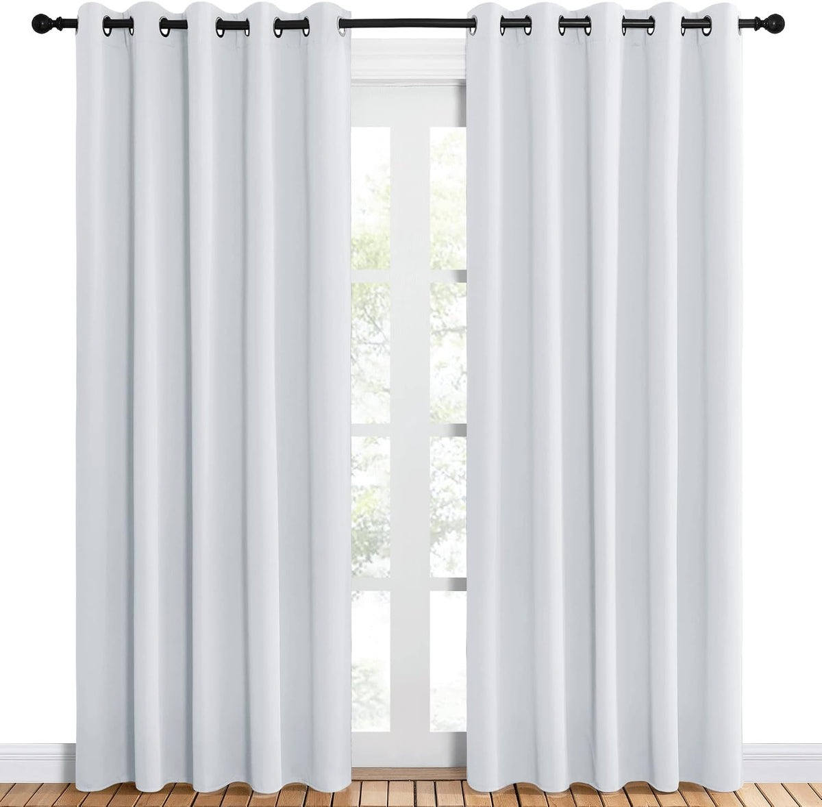 84"L x 60"W polyester curtains in Greyish White, alternate view 2