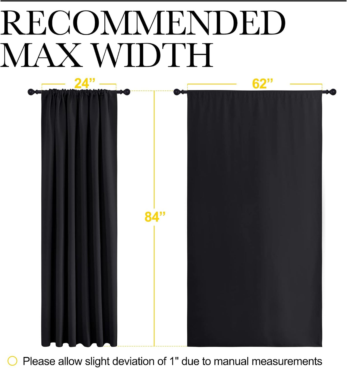 84"L x 62"W polyester curtains in Black, alternate view 7