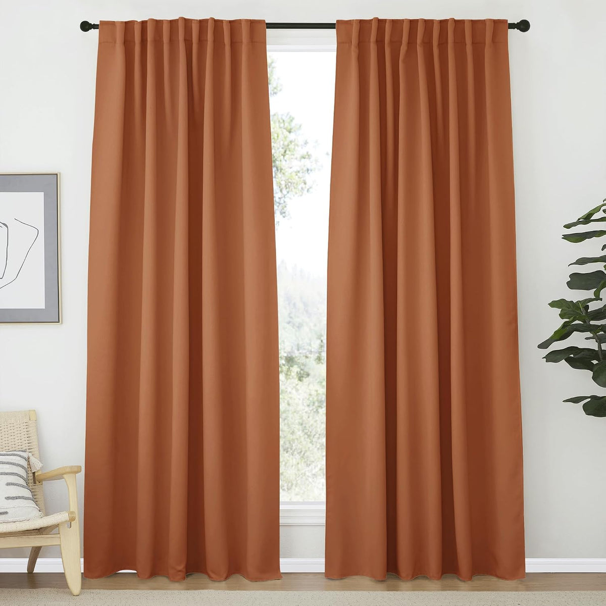 84"L x 62"W polyester curtains in Burnt Orange