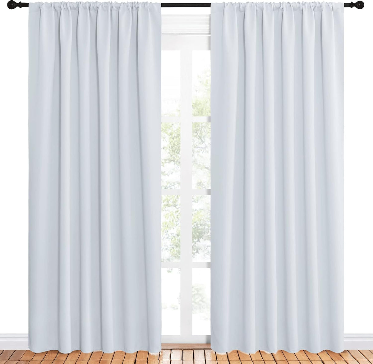 84"L x 62"W polyester curtains in Greyish White, alternate view 2
