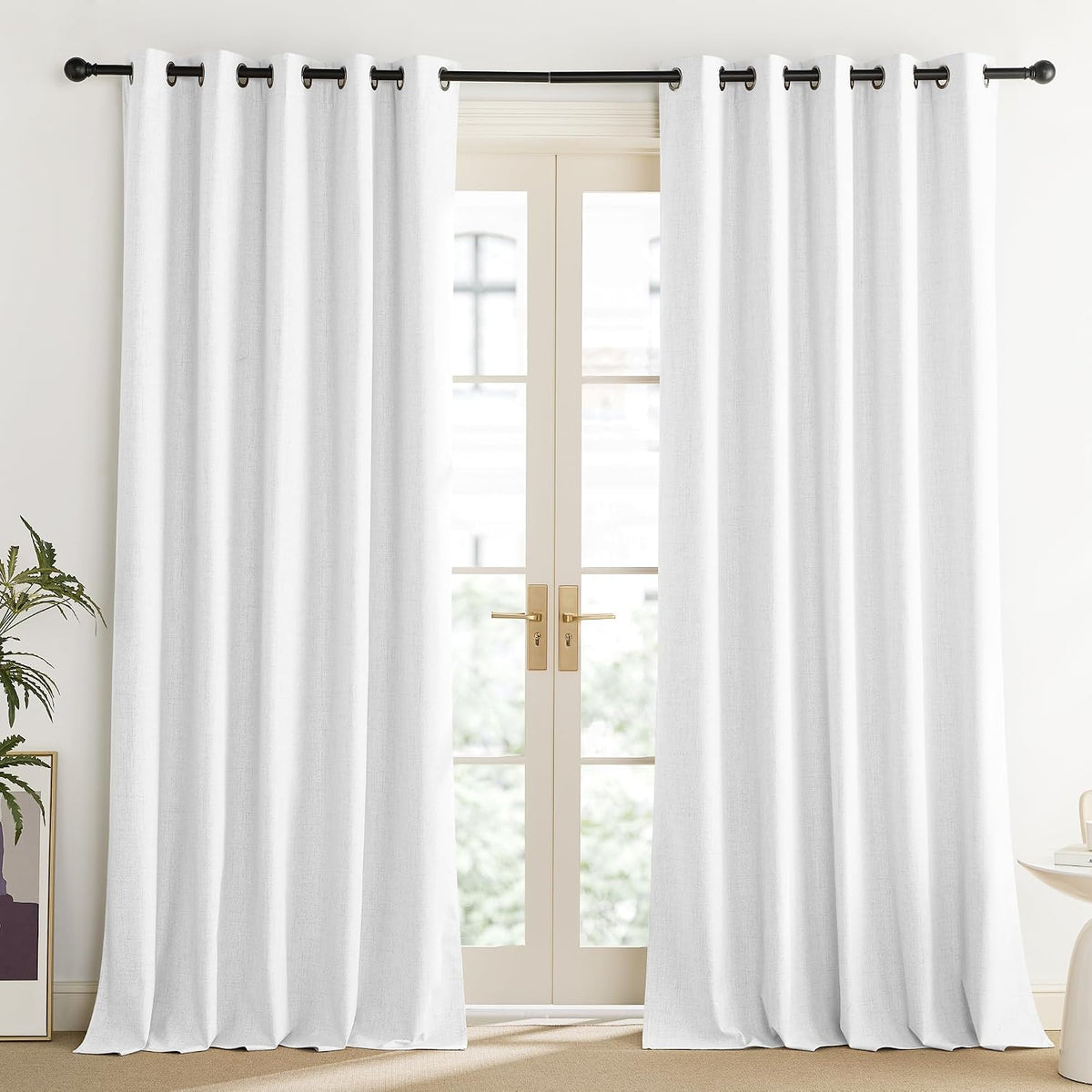 84"L x 62"W polyester curtains in Greyish White, alternate view 2