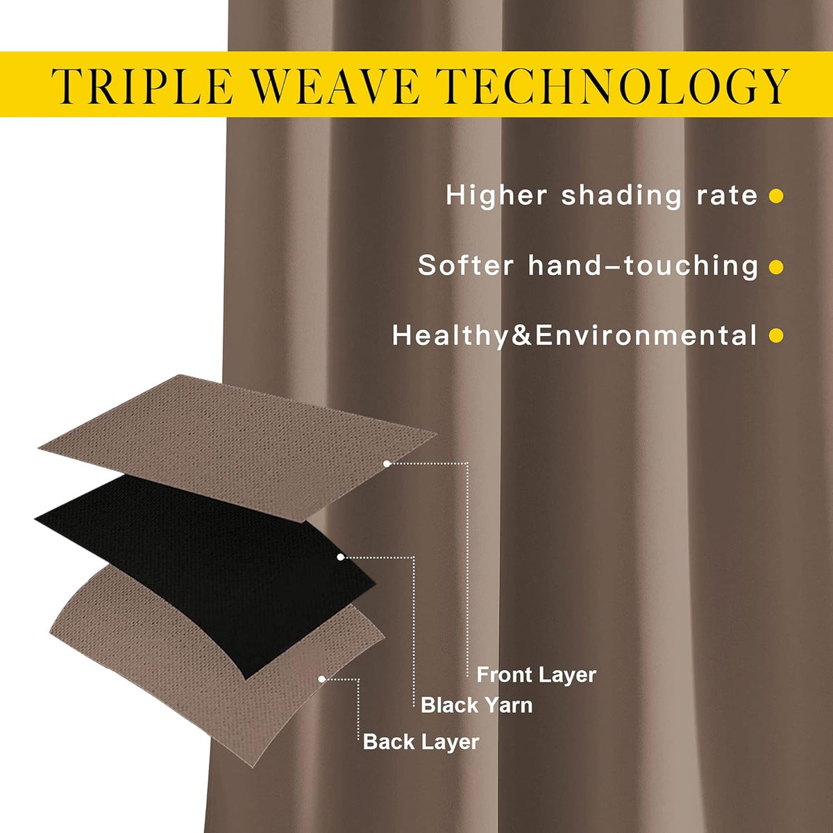 84"L x 66"W fabric curtains in Cappuccino, alternate view 2