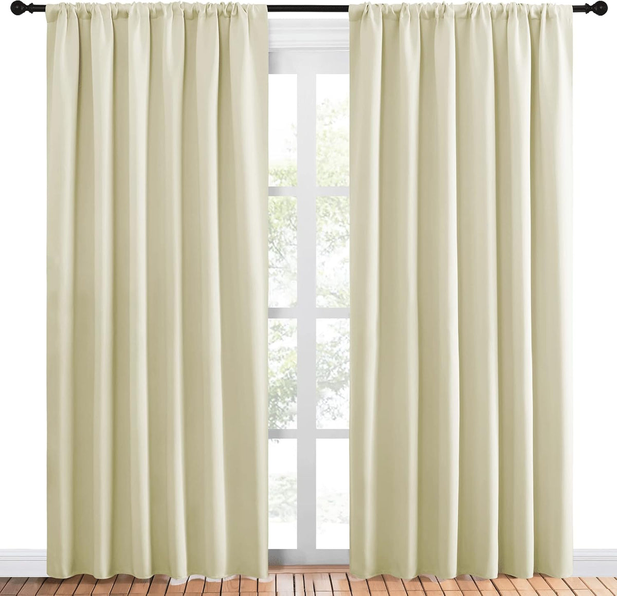 84"L x 70"W polyester curtains in Beige, alternate view 2