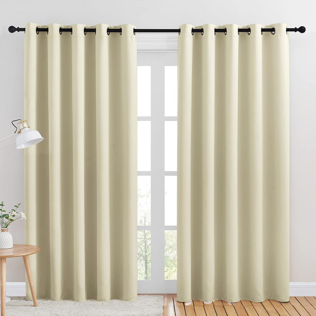 84"L x 70"W polyester curtains in Beige