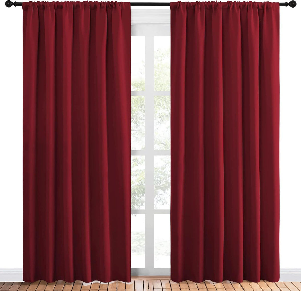 84"L x 70"W polyester curtains in Burgundy Red, alternate view 2
