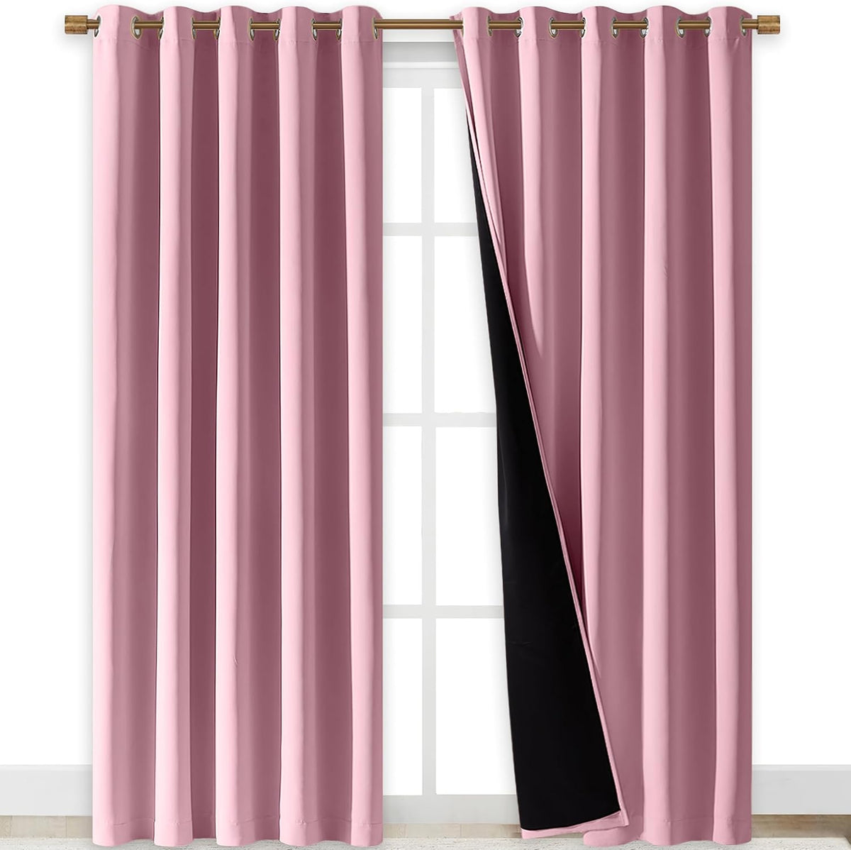84"L x 70"W polyester curtains in Crystal Pink