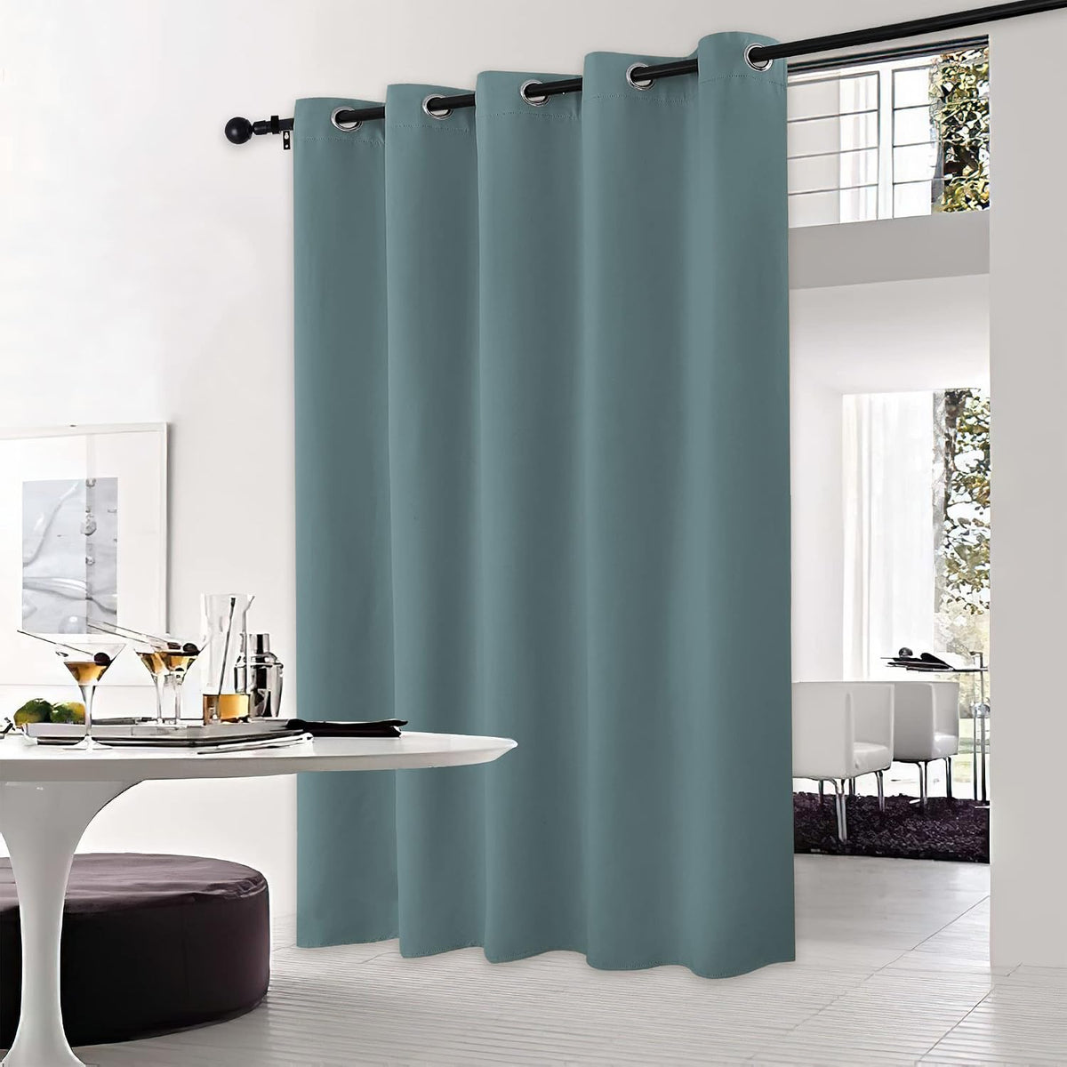 84"L x 70"W polyester curtains in Greyish Blue, alternate view 2