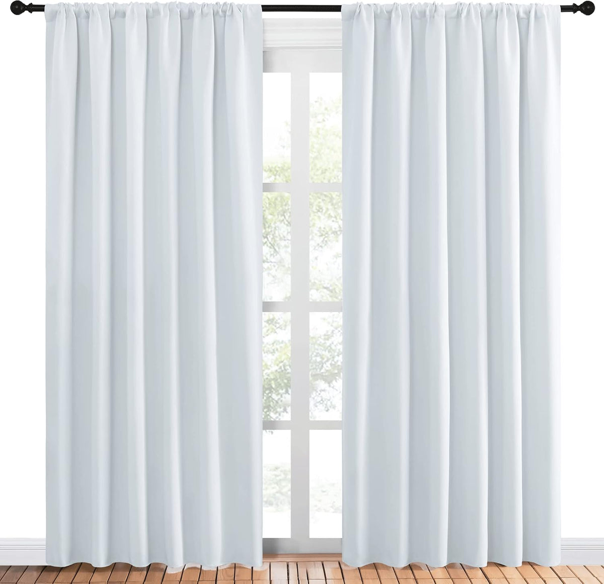 84"L x 70"W polyester curtains in Greyish White, alternate view 2