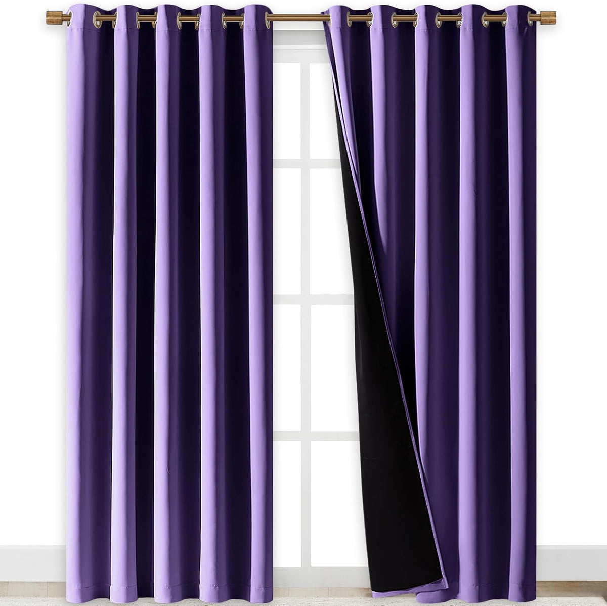 84"L x 70"W polyester curtains in Lilac Purple