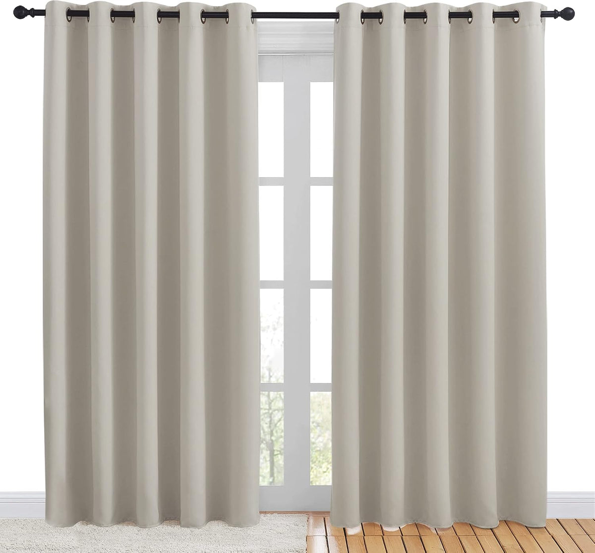 84"L x 70"W polyester curtains in Natural, alternate view 2