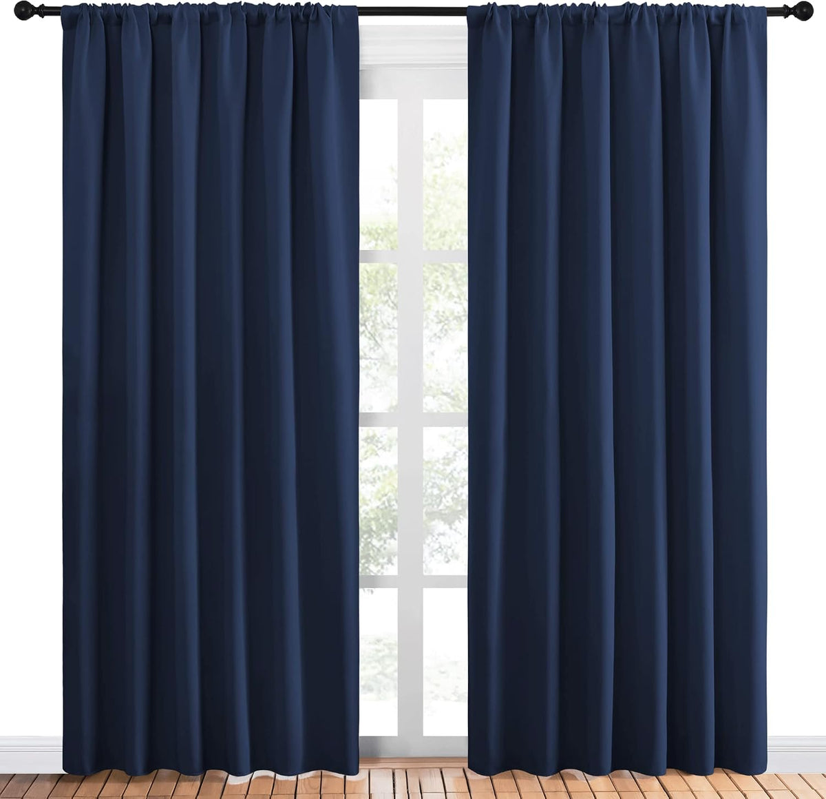 84"L x 70"W polyester curtains in Navy, alternate view 2