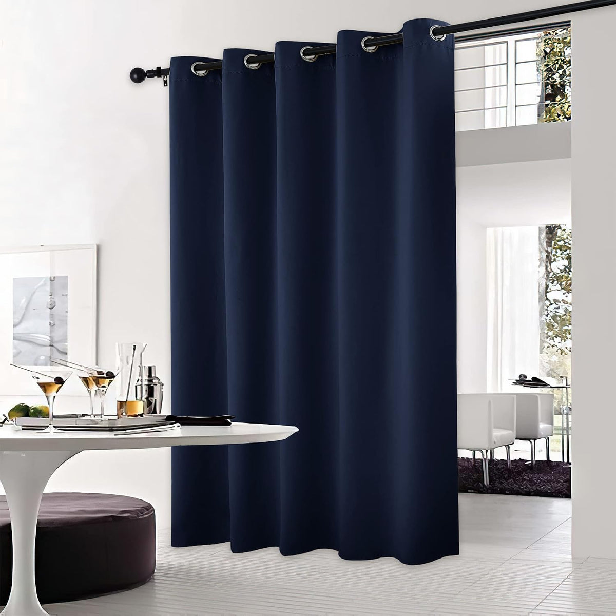 84"L x 70"W polyester curtains in Navy Blue, alternate view 6