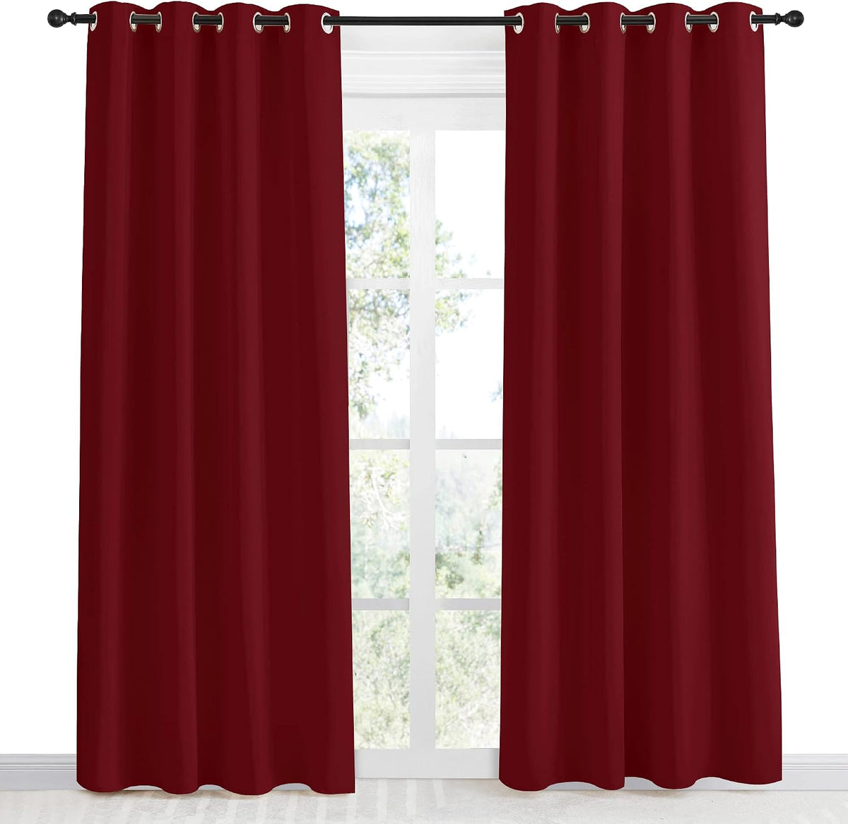 86"L x 55"W polyester curtains in Burgundy Red, alternate view 2