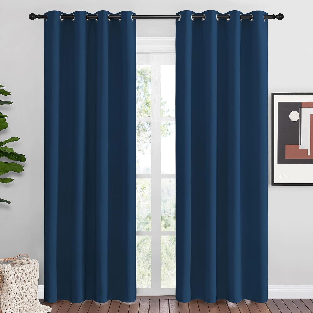 86"L x 55"W polyester curtains in Moroccan Blue