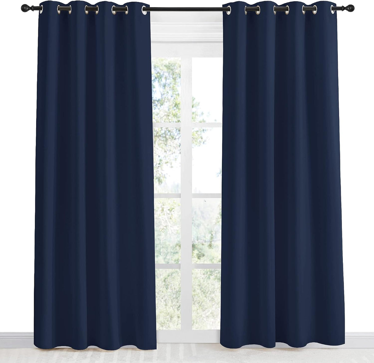 86"L x 55"W polyester curtains in Navy Blue, alternate view 2