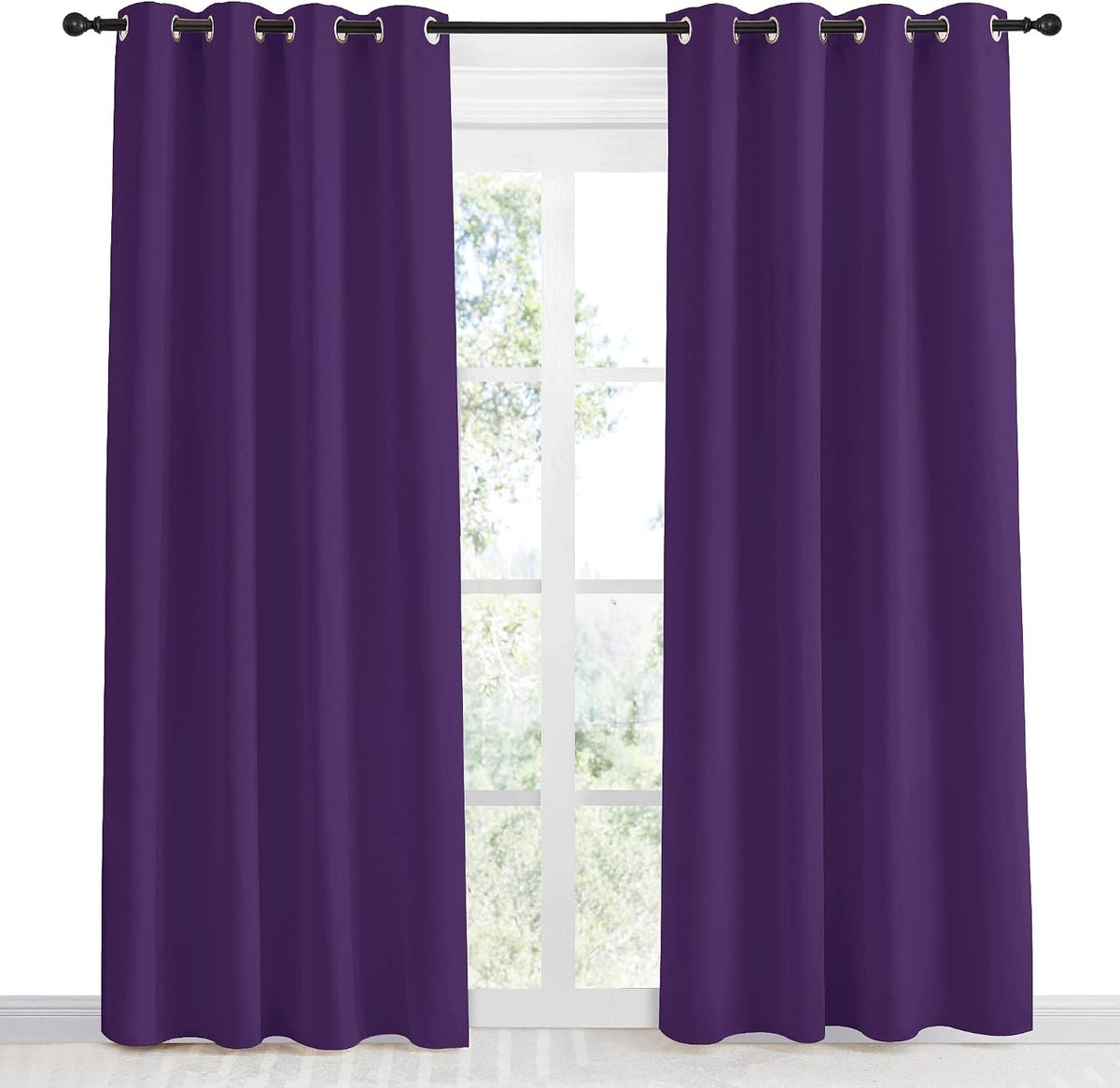 86"L x 55"W polyester curtains in Royal Purple, alternate view 2