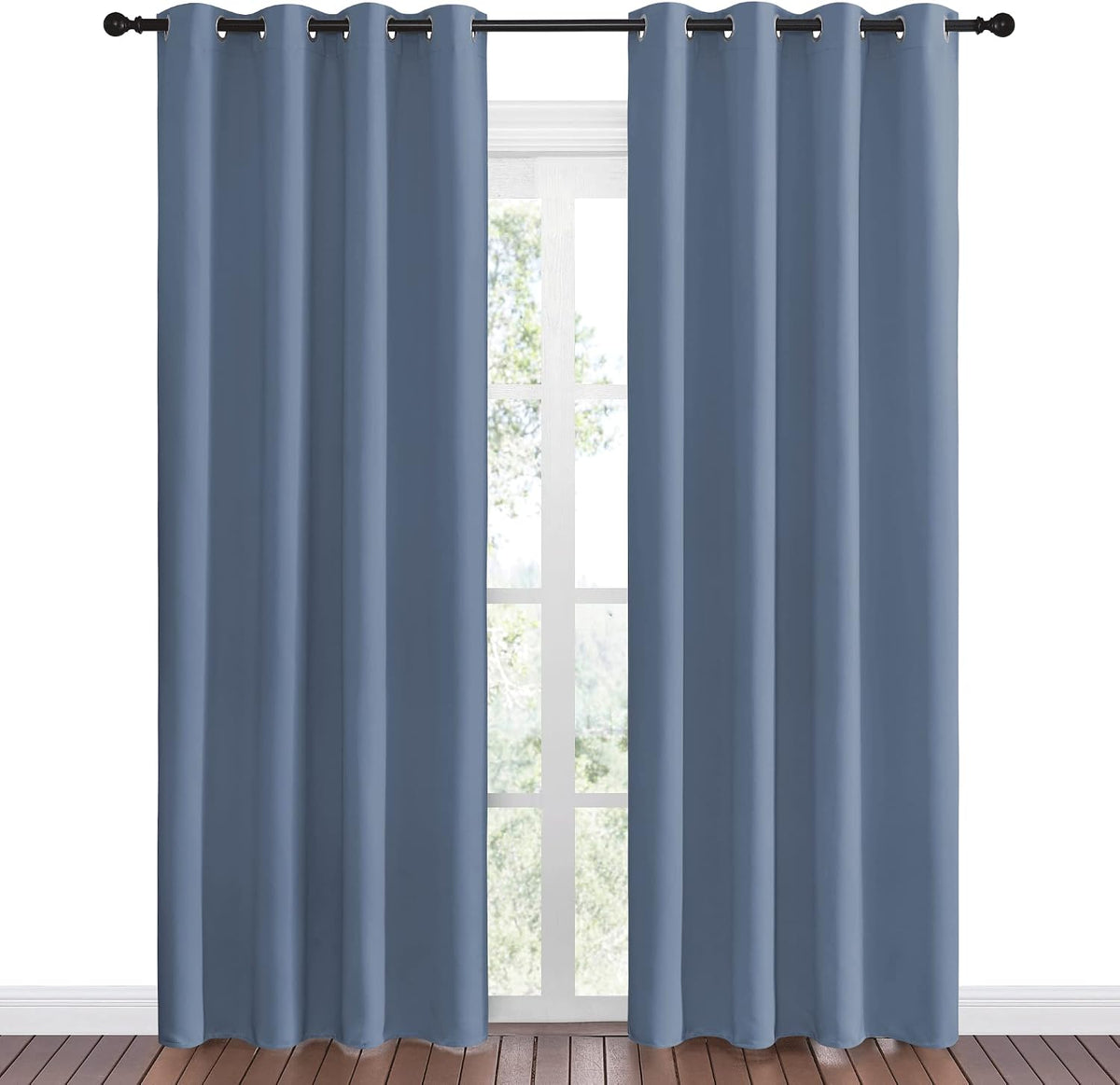 86"L x 55"W polyester curtains in Stone Blue, alternate view 2