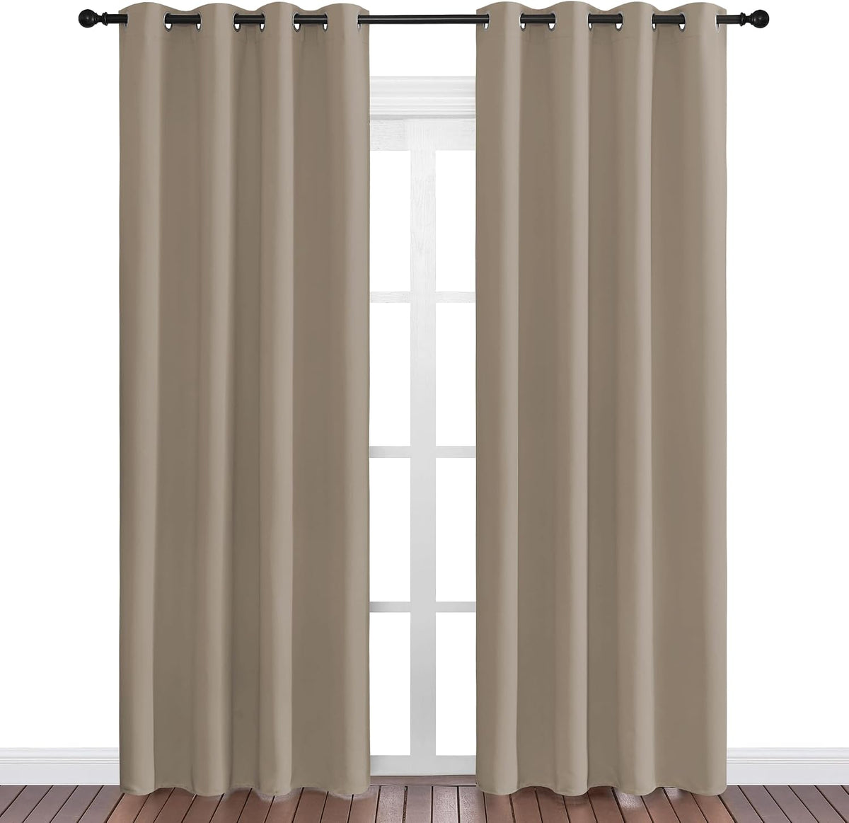 86"L x 55"W polyester curtains in Taupe, alternate view 2