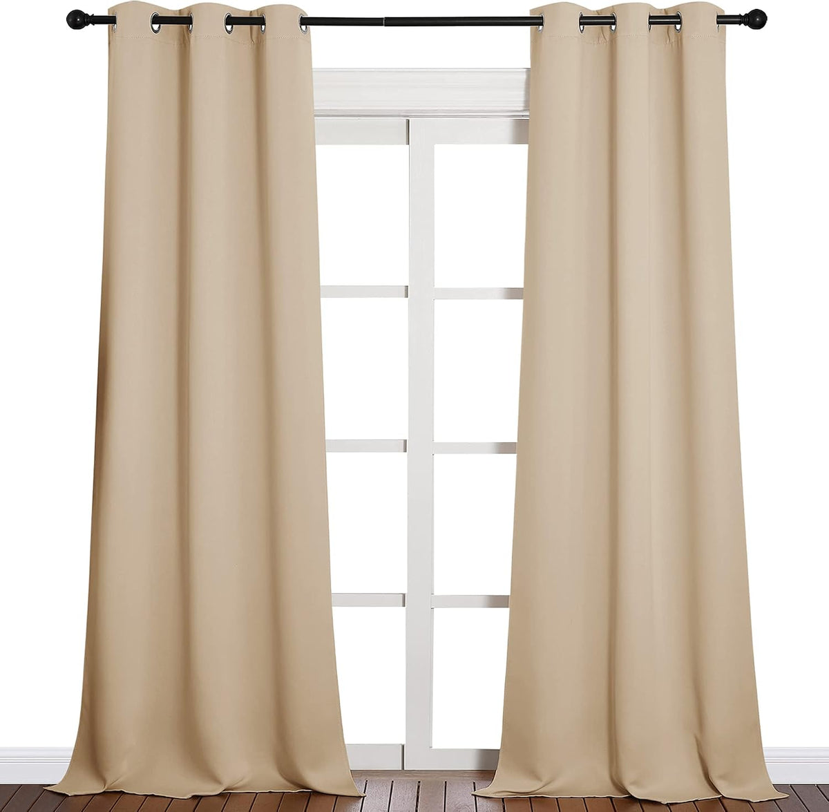 90"L x 42"W polyester curtains in Biscotti Beige