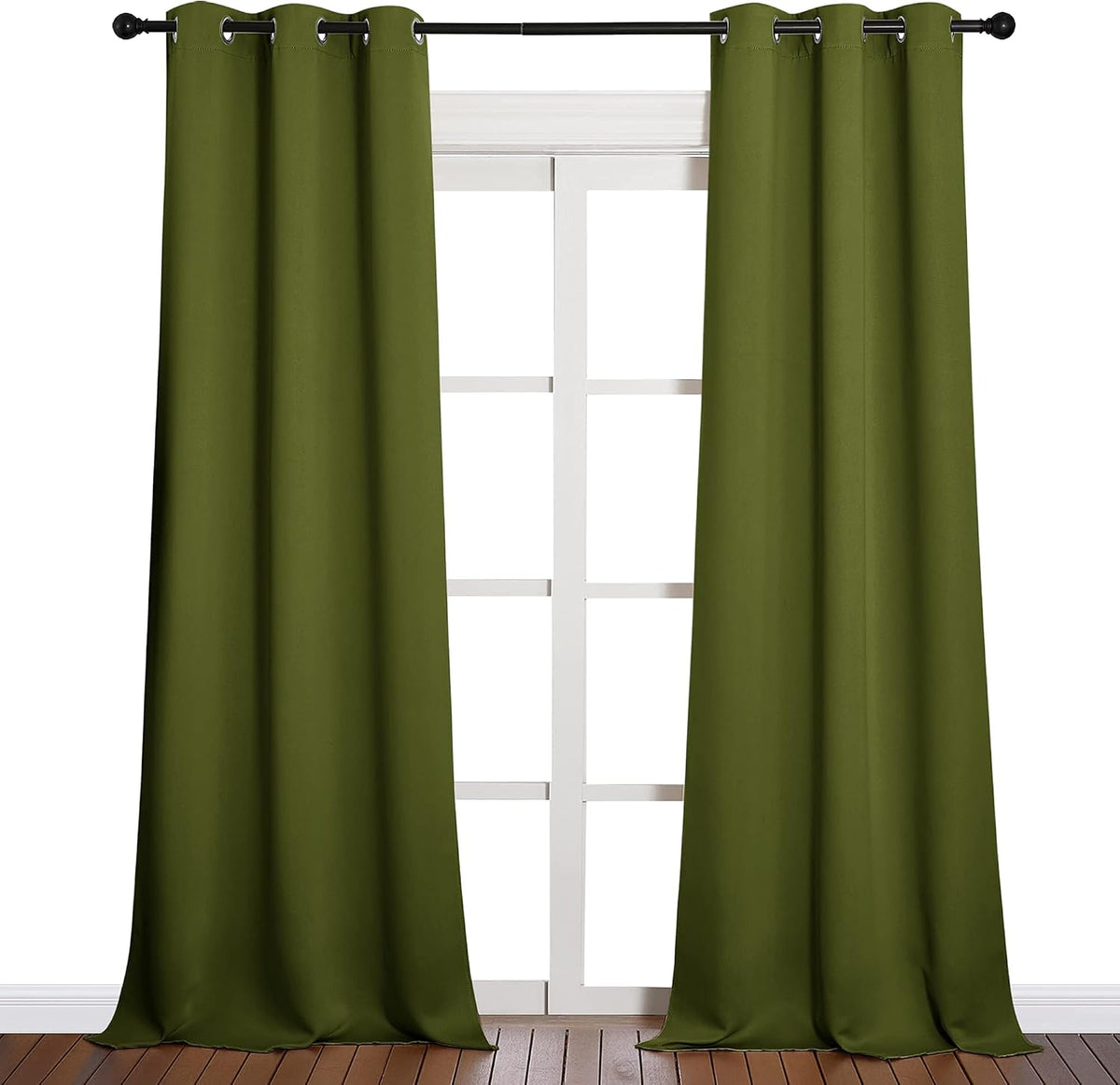 90"L x 42"W polyester curtains in Olive