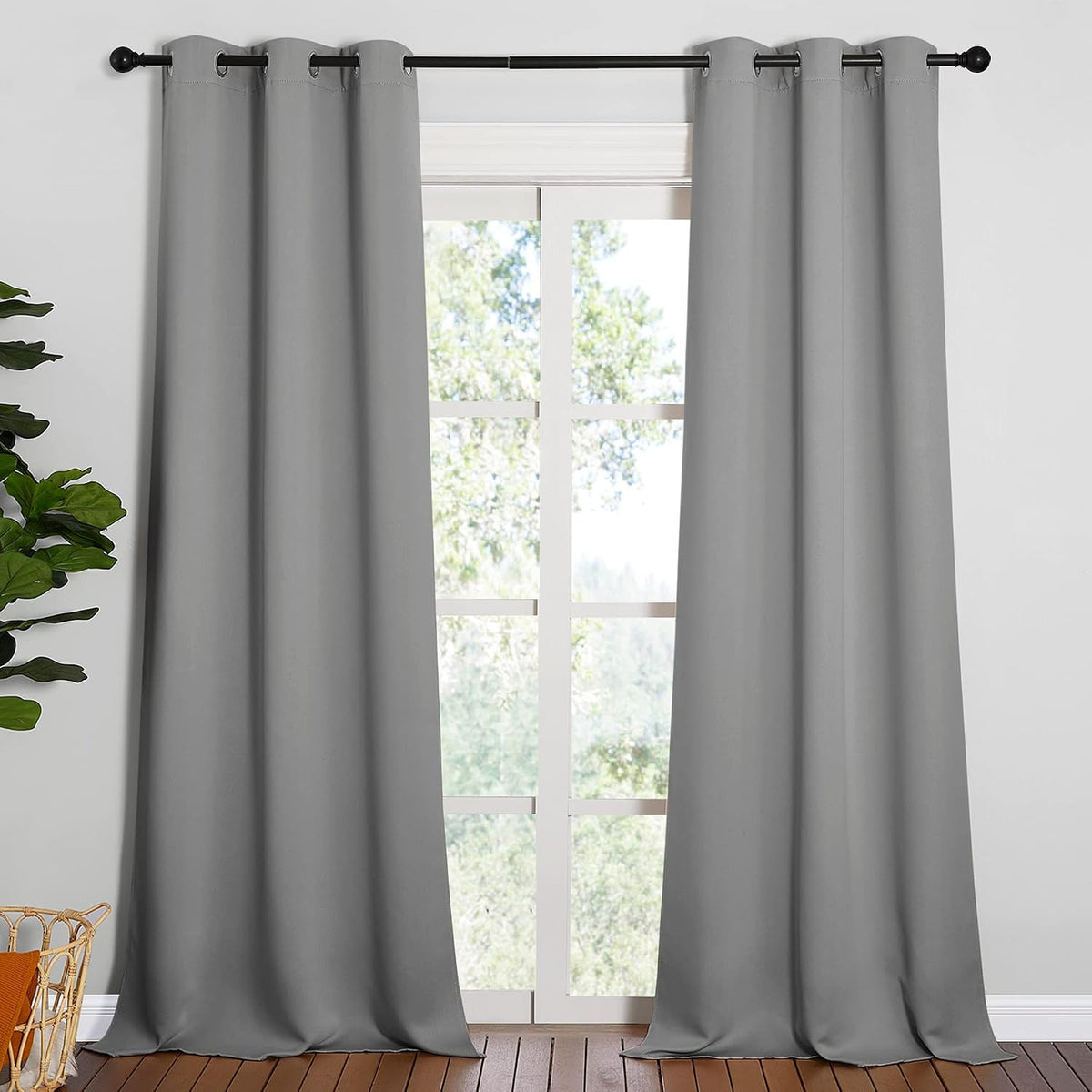 90"L x 42"W polyester curtains in Silver Grey