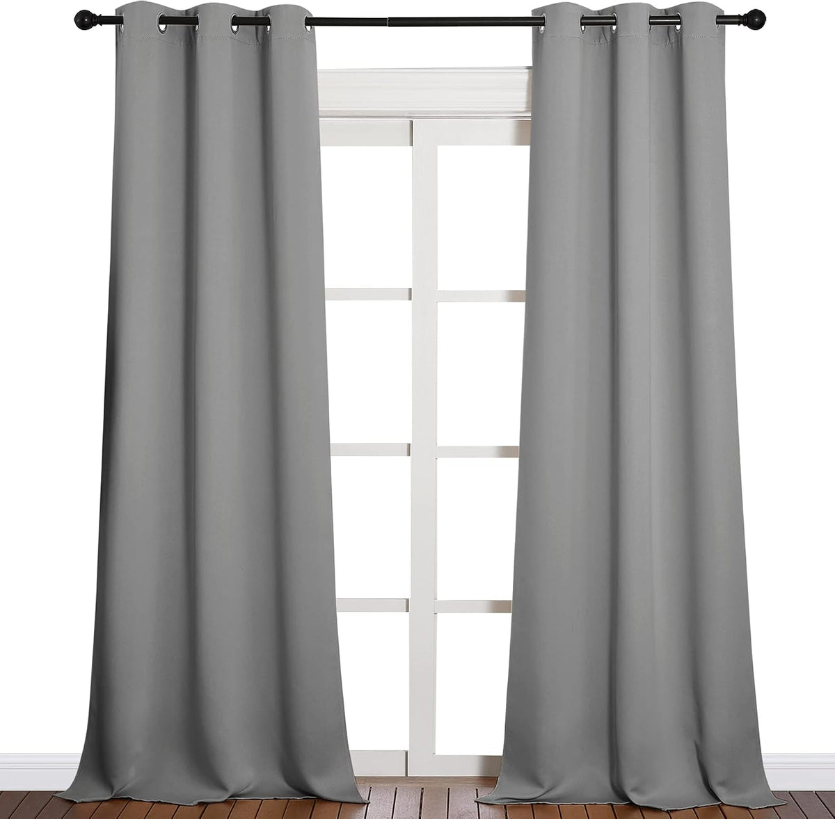 90"L x 42"W polyester curtains in Silver Grey, alternate view 2